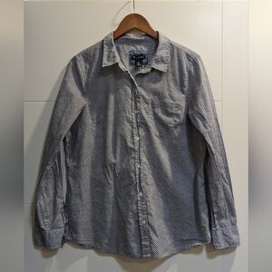 Gap button up blue pattern cotton shirt in size Large